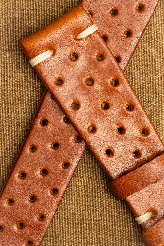 Cinturino "Rally" in Cuoio liscio - Cognac