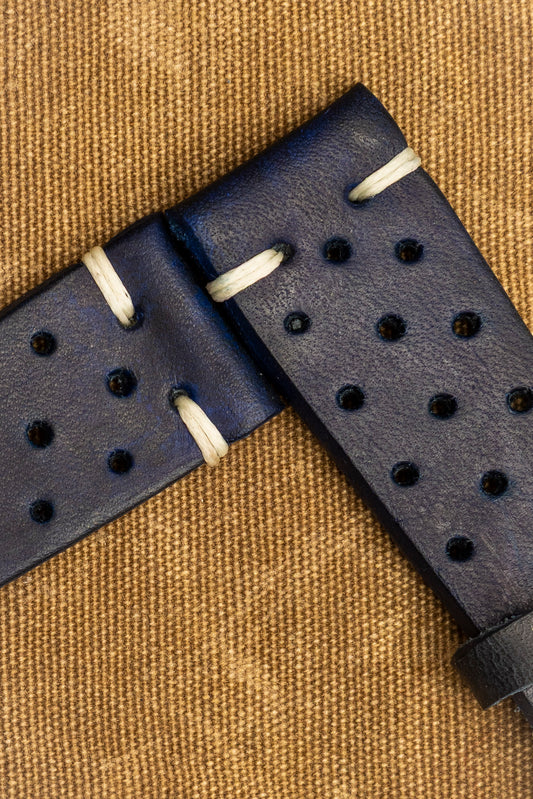 Cinturino "Rally" in Cuoio liscio - Blue Navy