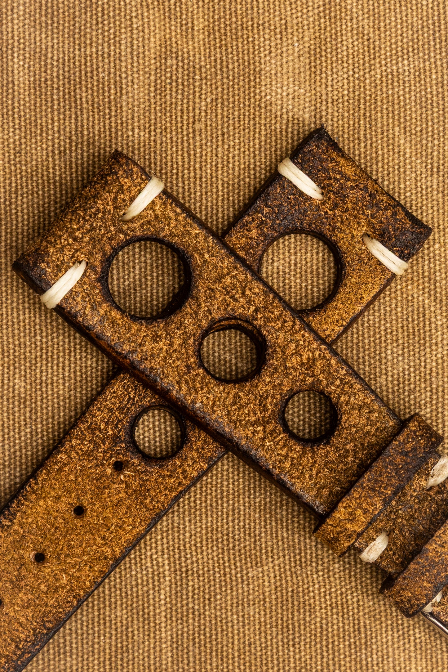 Cinturino "Racing" in Crosta tinto a mano - Senape