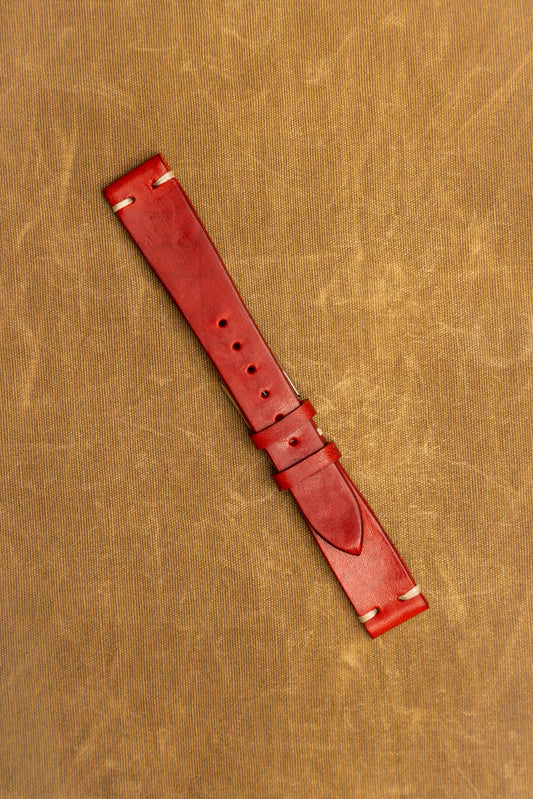 Cinturino "Cuoio Liscio" tinto a mano - Rosso