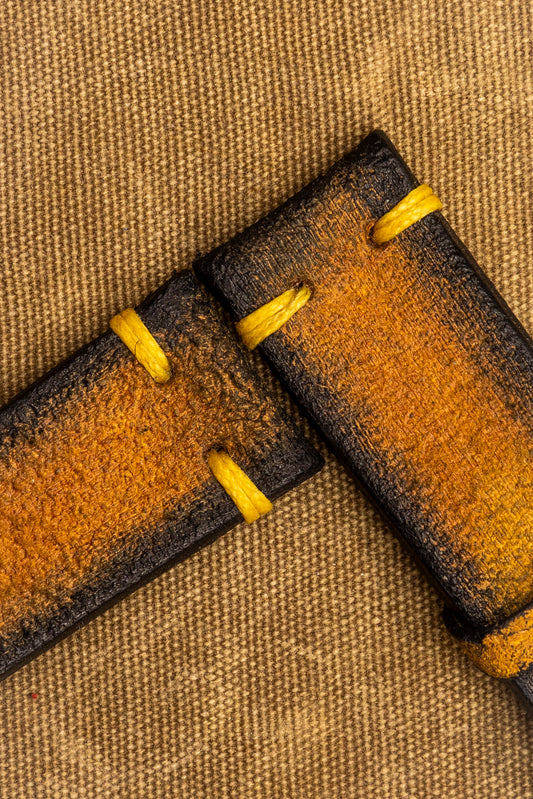 Cinturino "Crosta Vintage" tinto a mano - Senape