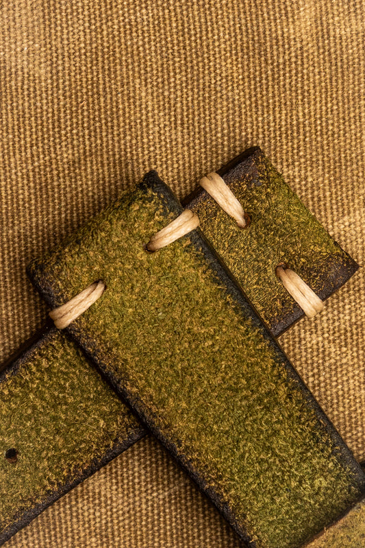 Cinturino "Crosta Vintage" tinto a mano - Verde Prato