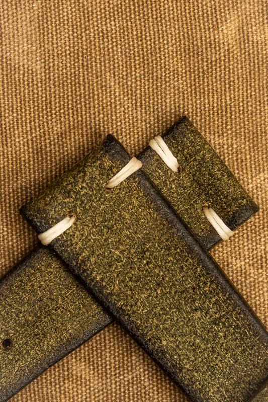 Cinturino "Crosta Vintage" tinto a mano - Verde Militare