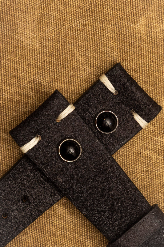 Cinturino "Pietre" in Crosta tinto a mano - Nero\Onix